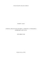 Upravljanje kvalitetom u logistici u poduzeću Konzum plus d.o.o.